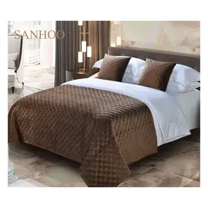 Sanhoo Luxe Gewatteerde Enkele Maat 50X180 Bruin Decoratieve Hoes Bed Runner En Kussen Set