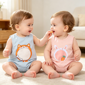 Tutine Senza Maniche Carine Unisex per Neonati <span class=keywords><strong>in</strong></span> <span class=keywords><strong>Maglia</strong></span> Stampata <span class=keywords><strong>di</strong></span> <span class=keywords><strong>Cotone</strong></span> 0-12 Mesi Abbigliamento Estivo per Neonati 2026 - Product Image 1