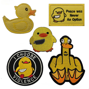 แผ่นปะเพื่อเป็นขวัญกำลังใจทางยุทธวิธีแบบถักลายรูปเป็ดน้อยสีเหลืองไม่เหมือนใครมีตัวยึดห่วงตะขอ - Product Image 1