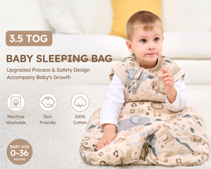 بطانية قابلة للارتداء مع أكمام قابلة للفصل 2.5 توغ، كيس نوم للأطفال للجنسين مع سحاب ثنائي الاتجاه - Product Image 4