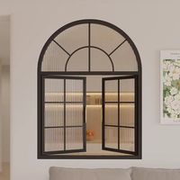 Ventanas interiores de estilo francés personalizadas, vidrio largo Hong envejecido con arco redondeado para cocina, dormitorio, nivel de piso, estilo abierto fijo
