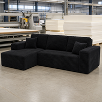 Canapé modulaire en forme de L de qualité supérieure, en velours côtelé moderne, sans armature, compressé, avec chaise longue et mousse haute densité