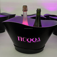 Seau à glace LED en acrylique en forme de vague, logo personnalisé, rechargeable, lumineux, étanche, durable pour refroidisseur à vin, boîte de nuit