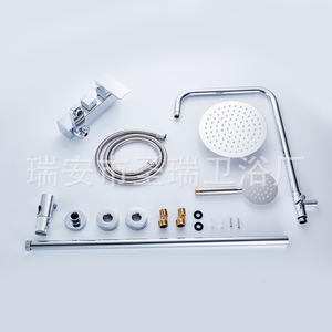 Ensemble de douche Saint Ruijia tout en cuivre, fixation murale carrée avec douchette et pommeau de douche pluie - Product Image 4