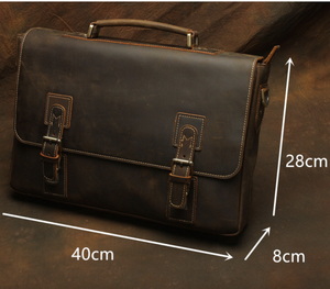 Maletín de Cuero Crazy Horse para Hombre, Marca Andong, Retro, de Piel Vacuna Genuina, Bolsa de Mensajero, para Portátil de 15.6 Pulgadas, Bolsos de Negocios - Product Image 3