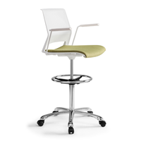 Tabouret de dessin réglable en hauteur avec accoudoirs, base à cinq étoiles, chaise roulante avec repose-pieds pour brainstorming et formation