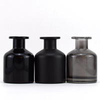 Vente en gros de verre noir mat ambré de luxe pour diffuseur de roseaux de 50ml à 250ml en forme de cylindre avec bouchons en caoutchouc