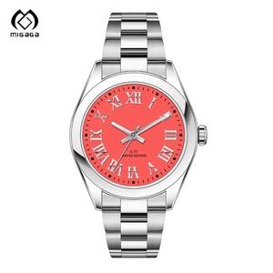 ساعة مخصصة مع شعار العلامة التجارية هدية عيد الميلاد الأرقام الرومانية الملونة الاتصال الهاتفي حزام الفولاذ المقاوم للصدأ الأصفر للنساء - Product Image 3