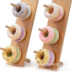Wooden Donut Storage Rack Round Reusable Birthday Party Dessert <b>Stand</b> 1 <b>Pc</b> With Detachable Design - Product Image 1