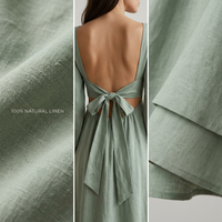 Robe longue trapèze en lin 100% à dos ouvert et volants pour femme, sans manches, style bohème plage, OEM ODM personnalisable, écologique, tailles S-5XL