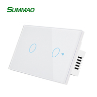 Interrupteur variateur de lumière en verre Tuya Smartlife Wifi RF433 sans neutre 1/2/3/4 gang, norme américaine, commande vocale Google Home Alexa