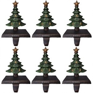 Hot Sale Luxury Christmas <b>Tree</b> Stocking Holder Star Top Handmade Metal Rectangle Mantel Hook Christmas Decoration Durable Modern - Product Image 1