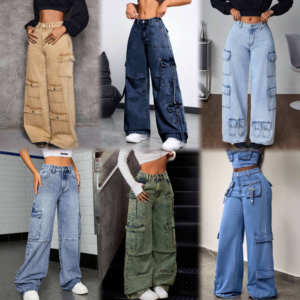 Jeans amples en coton extensible pour femmes, vente en gros, stock Chine, <span class=keywords><strong>grande</strong></span> quantité, pantalons <span class=keywords><strong>de</strong></span> mode pour femmes, jeans à jambes larges - Product Image 3