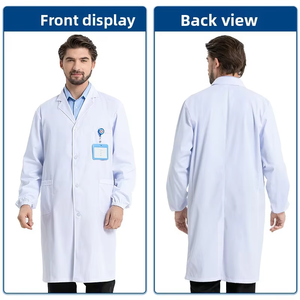 Bata Blanca Profesional para Hombre y Mujer, Mangas Elásticas, No Transparente, Corte Entallado, Sin Arrugas, Uniforme de Enfermería, Chaqueta de Laboratorio - Product Image 3