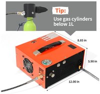 Kompresor PCP Satu Tombol Start Otomatis Stop 4500Psi 30Mpa Tanpa Minyak Tanpa Air Warna Bullet/PCP, AC 12V DC