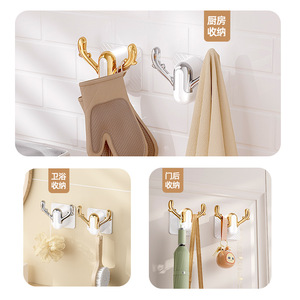 <b>Adhesive</b> <b>Hook</b> Wall Mounted Strong <b>Adhesive</b> Punch Free Kitchen Bathroom Door Storage <b>Hook</b> Rectangle Polished Finish - Product Image 1