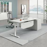 Bureau d'ordinateur en forme de L, blanc, minimaliste et moderne LIYU, ergonomique, pour poste de travail et bureau à domicile