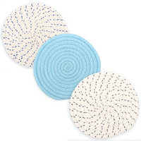 Ensemble de 6 sets de table ronds en corde de coton tressée à la main, style nordique, isolants thermiques pour salle à manger et cuisine