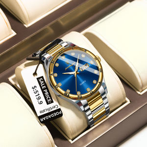 POEDAGAR 878 Men Gold Quartz Watches With <b>Calendar</b> Week Stainless Steel Waterproof Luminous Hands Luxury Watch for Men Reloj - Product Image 3