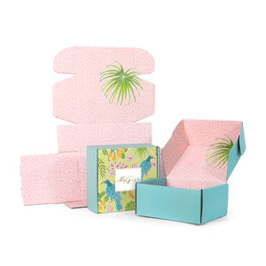 Cajas de envío corrugadas todo en uno con impresión rosa y azul personalizada de doble cara para flores y palomas para pequeñas empresas - Product Image 1