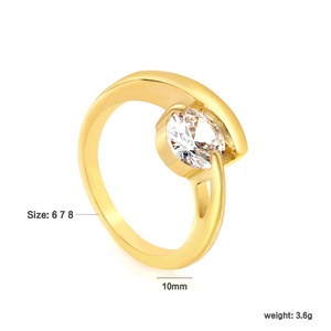 Vente en gros de bagues ouvertes asymétriques à motif de marteau rétro, géométriques, en acier inoxydable plaqué or 18 carats, avec zircon, pour femmes - Product Image 6