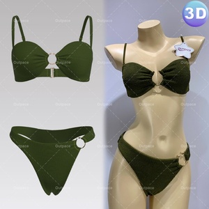 Maillot de bain deux pièces triangle micro bikini pour femme, imprimé simple, vêtements de plage, design 3D personnalisé, vente chaude, échantillon gratuit - Product Image 2