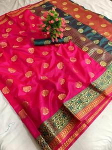 Saree fête porter Sari mariage indien concepteur soie dames femmes adultes tissage nettoyage à sec inde et Pakistan soutien taille libre 500 vêtement - Product Image 6