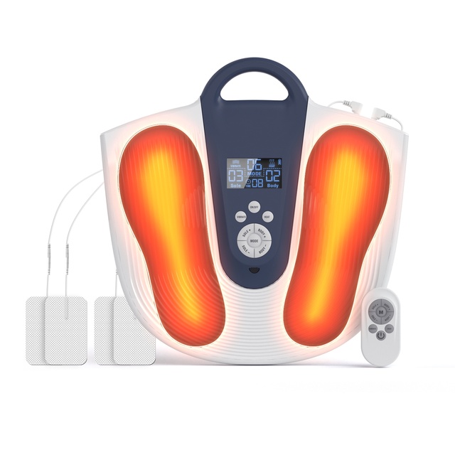 Rechargeable EMS Foot Massager Heating Foot Stimulator for Neuropathy Plantar Fasciitis Pain Relief and Blood Circulation