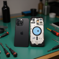 Carcasa Central de Aleación de Aluminio Negra con Cubierta Trasera para 14 Pro Max - Carcasa Premium para Teléfono Móvil