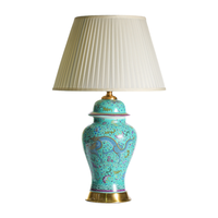 Lampe de table LED en céramique Famille Rose, base en forme de pot à gingembre, 3 couleurs réglables, lumière de chevet moderne, décoration chinoiserie