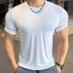 Maglietta Sportiva da <span class=keywords><strong>Uomo</strong></span> Personalizzata, Aderente, a Compressione, ad Asciugatura Rapida, per Corsa, Fitness, Allenamento, Palestra, Design a Tinta Unita - Product Image 3