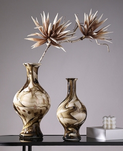 Vase de jade vintage italien minimaliste moderne fait à la main fleur en verre à encre de marbre ornement pour la décoration de chambre d'hôtel de luxe - Product Image 5