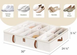 Lot de 2 organiseurs de rangement sous lit pour chaussures et vêtements, sacs de rangement en tissu rectangulaires pour chambre à coucher, type vertical - Product Image 3