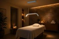 Lampe LED Osum Moonlight Stand pour esthéticiennes, design élégant en forme de demi-lune, idéale pour les studios de piercing, éclairage professionnel pour soins du visage et photographie