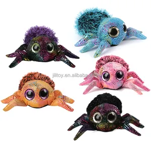 Jouet d'araignée en peluche à paillettes colorées personnalisées, fabricant de jouets d'animaux en peluche effrayants