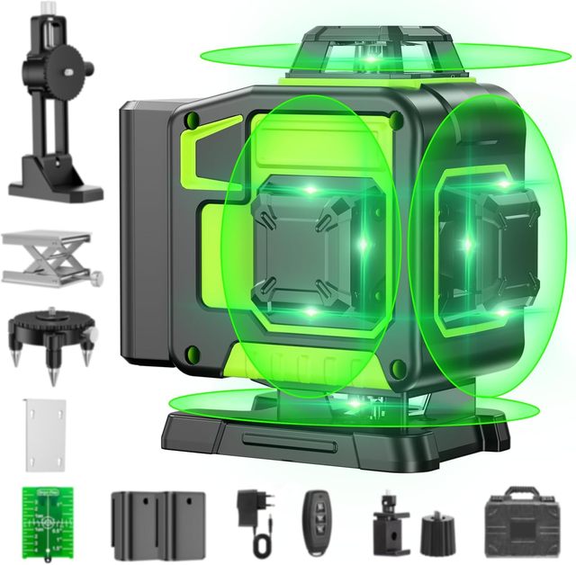 Laser Level with Tripod, 4 X 360 Self Leveling Laser Measuring Tool, 16 Line Level Laser for Construction, Home Renovation