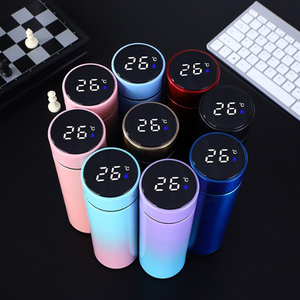 Bouteille d'eau portable personnalisée avec logo, 500 ml, infuseur intégré, en acier inoxydable 304, avec affichage LED de la température - Product Image 1