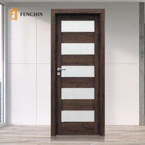 Moderno francés MDF PVC 8 pies oculto precolgado acero aluminio vidrio Interior secreto puertas de madera para casas con marcos - Product Image 2