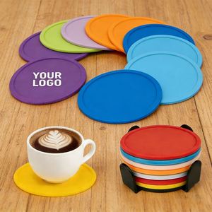 Blank Custom Eco-Friendly <b>Silicone</b> Promotional Coasters with Waterproofing Classic Design Round Shape for Drinks Cups - Product Image 2