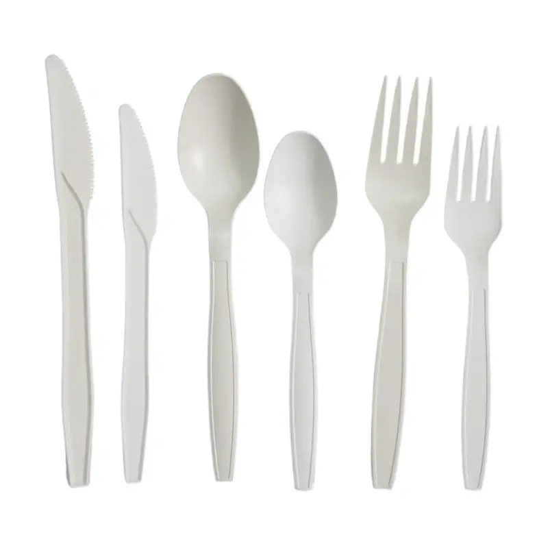 Disposable Cutlery Eco Compostable Biodegradable Plastic Utensils Knife Forks Spoons Corn Starch Cutlery Plastic
