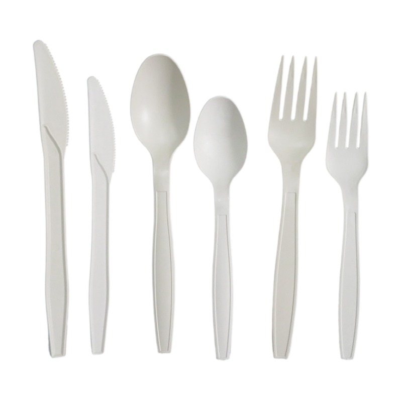 Cubiertos desechables Eco Compostable Utensilios de plástico biodegradables Cuchillo Tenedores Cucharas Cubiertos de almidón de maíz Plástico