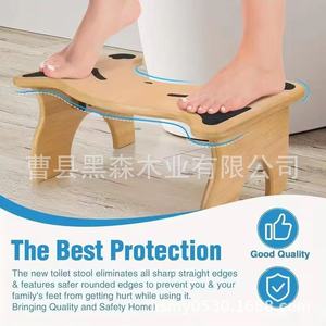Wooden Foldable <b>Toilet</b> <b>Stool</b> Solid Wood Cat Design Bathroom <b>Step</b> Seat Adult Size - Product Image 3