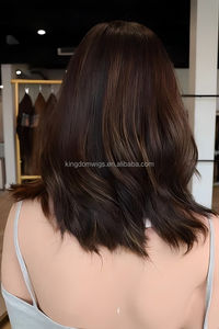 Base brun foncé avec surbrillance <span class=keywords><strong>caramel</strong></span> légère vague cheveux humains Lace Top Transparent HD Lace Front 10-30 pouces HD Lace Front Wig - Product Image 4