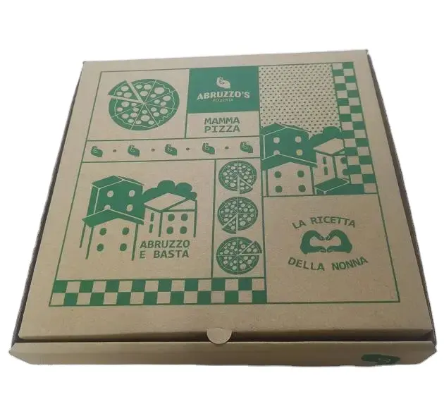 Johnson produttore a buon mercato imballaggio ondulato pizza personalizzato stampato logo design da asporto marrone pizza scatola per pizza