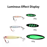 Ensemble de leurres métalliques 20g 30g 40g 60g |   Leurre de pêche jigging double hameçon lumineux pour la pêche en mer et la pêche en surfcasting