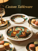 Service de Table Personnalisable en Porcelaine Chinoise de Luxe Minimaliste Moderne – Vaisselle en Céramique et Porcelaine Fine