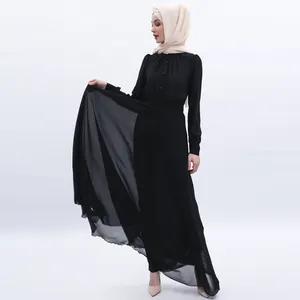 穆斯林定制丝绸阿巴亚卡塔尔迪拜阿巴亚套装长袖设计定制穆斯林阿巴亚丝绸面料内装
