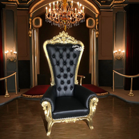 Golden Frame Black PU Throne Sofa Braut und Bräutigam Holz Sofa Set