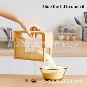 Caja de Almacenamiento de Madera con Tapa, Rectangular, Color Madera Natural, para Arroz - Product Image 5