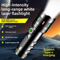 Lampe torche puissante à LED laser blanc fluorescent, torche lumineuse de nuit, étanche, type-C USB, affichage numérique, lampes de poche d'extérieur